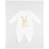 Prénatal Tutina neonato in cotone bianco con stampa coniglietto beige