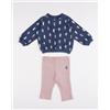 Prénatal Jogger garzato bimba 2 pezzi felpa blu notte e leggings rosa