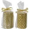 Set 2 Candele Pilastro Light Gold Kaemingk - Eleganza Natalizia in Paraffina