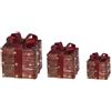 Set 3 Gift Box Micro LED Kaemingk - Decorazione Natalizia con Fiocco Rosso