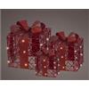 Set 3 Gift Box Micro LED Kaemingk - Decorazione Natalizia con Fiocco Rosso