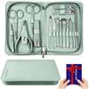Wosyoodo Kit Manicure e Pedicure Professionale 17 in 1, Set Tagliaunghie in Acciaio Inossidabile Colore Verde con Custodia da Viaggio Portatile, Durevole e Compatto per Cura Domestica e in Trasferta