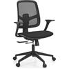 HJH Office Sedia da ufficio ergonomica MALIO - Schienale regolabile in altezza, profondità seduta regolabile, rete traspirante, braccioli di design, sedia girevole in nero