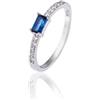 Sakrami Anello Lovely con Zircone Blu in Argento 925 da Donna Made in Italy + Confezione Regalo Personalizzata - Anello per Compleanno Regalo Anniversario