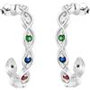 SOFIA MILANI - Orecchini da Donna in Argento 925 - con Pietra Zircone - Orecchino a Perno Curvo - E2736