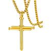 FaithHeart Collana con Croce da Uomo, Ciondolo Croce Cristiana, Acciaio Chirurgico Inossidabile 316L, Impermeabile, Tre colori, Catena 55+5cm, Regali Comunione Maschio