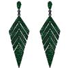 EVER FAITH Orecchini Donna cristallo Sposa Multistrato Rombo Pendente Verde Nero-fondo