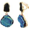 Vogem Orecchini a clip blu da donna, placcati oro, irregolari, geometrici, non forati, orecchini pendenti delicati
