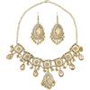 VLYX Set di gioielli indiani per donna, collana e orecchini Jhumka, stile etnico Boho, per matrimoni, feste e accessori festivi (Champagne)