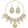 VLYX Set di Gioielli Indiani Tradizionali per Donna - Collana e Orecchini Jhumka - Stile Boho Etnico per Matrimoni, Feste e Occasioni Festive (Bianco)