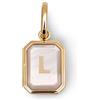SINGULARU - Charm Personalizzato Letter Madreperla. Iniziale in Ottone con Finitura Placcata Oro 18 Kt. Ciondolo con Lettera e Dettagli in Madreperla. Gioielli da Donna. Lettera L