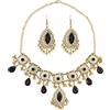VLYX Set di gioielli tradizionali indiani per donna - Collana e orecchini Jhumka - Stile etnico boho per matrimoni, feste e accessori festivi (Nero)