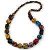 Avalaya Collana lunga e grossa con perline in legno multicolore e cubo, 76 cm di lunghezza