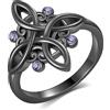 HUKKUN Nudo de Bruja - Anello da strega, in argento Sterling 925, con nodo di strega neri, per donne, misura 17,25 18, 17.25, Argento sterling