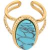 UPKOCH Ovale Turchese Regolabile in Acciaio Inox per Donna | Boho Vintage Retrò, Finitura Accenti Dorati, Blu per Look Statement