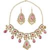 VLYX Set di Gioielli Tradizionali Indiani per Donna, Collana e Orecchini Jhumka, Stile Boho Etnico per Matrimoni, Feste e Occasioni Speciali (Rosso)