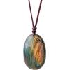 Generic Collana con ciondolo in labradorite - Collana con ciondolo in | Collana con gemma naturale con catena, ciondolo dall'aspetto lucido, accessorio elegante per donne e uomini