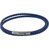 Schmuck Les Poulettes LES POULETTES BIJOUX - Bracciale Uomo Doppio Giro Cuoio Intrecciaro Tondo Per Polso da 19cm - Blu Navy