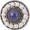 Meadows Anello con tanzanite e perla bianca, anello in argento Sterling 925 antico per donne e ragazze, Pietra preziosa, Tanzanite e perla bianca