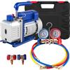 SHENGJINSH Pompa per Vuoto per Aria Condizionata, Kit Pompa per Vuoto Automatica, Radiatore Intelligente, Condizionatore d'Aria per Frigorifero con Manometro 220 V (4CFM1/4HP)