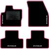 QUEMAR Tappetini Auto per Range Rover Evoque I, Bordo Rosa, 4 Ricami | 2011-2019 / Kit Tappeti Moquette e Gomma su Misura / Set 2 Anteriori + 2 Posteriori / Ricami e Colori Personalizzati
