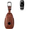 MBKEYS Guscio per chiave auto, colore marrone, compatibile con Mercedes Benz Classe A/B/C/E/G/S 2017 S 2018 GLA GLC GLE GLK GLS CLA CLE CLS AMG E200 W177 W205 W213