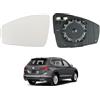 Hebstw Specchio laterale riscaldato per lato sinistro per Tiguan 2018-2023, 1 pezzo, specchietto retrovisore laterale per portiera con piastra di supporto, lato passeggero, vetro bianco per porta