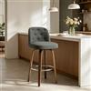 Bekrvio Set di 1 sgabello da bar, girevole a 360°, con schienale, altezza | 10 cm di spessore, imbottita, gambe in legno, portata 150 kg, moderna sedia girevole per cucina, bar e bancone