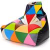 Ecopuf - Keiko Patchwork Pouf per esterni - Pouf con sfere di polistirolo - Sacco in tessuto impermeabile - Poltrona relax - Arredamento per la casa - Dimensioni poltrona M - 100 x 80 x 85 cm, nero
