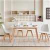 H.J WeDoo Tavolo da pranzo allungabile con 4 sedie, tavolo da pranzo, tavolo rettangolare da cucina e set di 4 sedie da pranzo per soggiorno, cucina, ufficio (tavolo bianco 120-160 cm, 4 sedie bianche