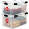 Iris Ohyama, Scatole Portaoggetti Ermetiche in Plastica, 50L, Set di 2, Trasparente, Coperchio Impermeabile, con Chiusura, Impilabile, Per Esterni, Garage, Vestiti, Antipolvere, Senza BPA, AT-L