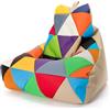Ecopuf - Pouf Keiko Patchwork Poltrona da Esterno Impermeabile - Pouf Imbottito in Palline di Polistirolo - Poltrona Relax Soggiorno - Poltrona Taglia M - 100x80x85 cm, Miscela/Cappuccino