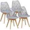 GrandCA HOME Set di 4 sedie da pranzo in stile nordico,sedia imbottita per cucina,sedia per soggiorno,gambe in legno di faggio,schienale traforato,per cucina,soggiorno e sala da pranzo-Grigio