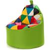 Ecopuf - Poltrona Pouf Yoko Patchwork - Pouf per la cameretta dei bambini - Borsa in tessuto robusto - Sedia da salotto - Arredamento - Poltrona misura XL - 70x75 cm - Verde oliva Nc1