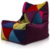 Ecopuf Solid | Pouf a Sacco Patchwork Design | Puff Poltrona Sacco in Microfibra Seduta con Schienale Alto | Pouf Poltrona a Sacco Relax Dim. 75X75 Cm