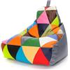 Ecopuf - Keiko Patchwork Pouf per esterni - Pouf con sfere di polistirolo - Sacco in tessuto impermeabile - Poltrona relax - Arredamento per la casa - Dimensioni poltrona M - 100 x 80 x 85 cm, grigio