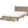 Beliani Letto matrimoniale moderno UE 140 x 200 cm con cassetti Testiera Velluto Rivestimento Base a doghe Tortora