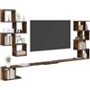 vidaXL Mensola per TV da muro Rovere Fumo 180 x 15 x 94 cm