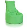 Ecopuf - Pouf Poltrona a Sacco con Schienale Alto in Poliestere - Imbottitura in Palline di Polistirolo - Puffo per sedersi adatto per estreni ed interni - Dimensione Grande 85x80, Colore Verde