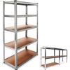 BAKAJI Scaffale Porta Oggetti, 5 Ripiani in Metallo Zincato, Grande Portata, Scaffalatura Garage legno e Metallo (180 x 90 x 40 cm)