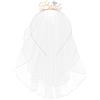 Larfraecy Fascia per Capelli da Sposa Con Velo, Corona Con Strass, Elegante Decorazione per Addio al Nubilato - Bianco