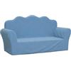 vidaXL Divano per Bambini a 2 Posti Blu in Morbido Peluche