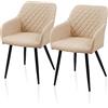 TUKAILAi Set di 2 Sedie da Pranzo Imbottite in Pelle Sintetica, Sedie Cucina con Gambe in Metallo, Ergonomica Poltrona Imbottite Moderne per Sala da Pranzo Soggiorno Salotto Ufficio (Beige)
