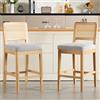 chairus Set di 2 Sgabelli Cucina con Schienale in Rattan, Grigio | Sgabelli da Bar in Ciniglia Sedia Alta con Gambe in Legno Sgabello Imbottito Classico per Soggiorno/Penisola/Bar