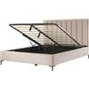 Beliani Letto Matrimoniale con Contenitore in Velluto tortora 180 x 200 cm