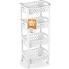 AKITAInk - Carrello Mobile Scaffale a 4 Ripiani bianco con ruote, per Cucina Bagno Cantina, 40 x 29,5 x 90 cm, Carrello Salvaspazio a 4 Ripiani con Ruote - Organizza e Sposta con Facilità