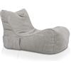 Ecopuf Flavio Chaise Longue Salotto Pouf Velluto - Pouf Morbido Sacco con Tasca e Maniglia, Imbottito - Poltrona Relax - Pouf a Sacco - Arredamento Casa - Grigio Chiaro Sz83