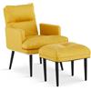 TUKAILAI Poltrona relax con funzione sdraio, poltrona per TV con sgabello, in lino con poggiapiedi, poltrona reclinabile con funzione sleep, poltrona imbottita, poltrona da soggiorno, poltrona TV,