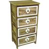 Ferrucci Comodino legno marrone chiaro, cassettiera 4 cassetti stile shabby, per camera bagno - Misure: 73 x 40 x 29 cm (HxLxP) - Art. SPELLO40
