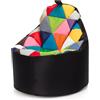 Ecopuf - Poltrona Pouf Yoko Patchwork - Pouf per la cameretta dei bambini - Borsa in tessuto robusto - Sedia da salotto - Arredamento - Poltrona misura XL - 70x75 cm - Nero Nc14